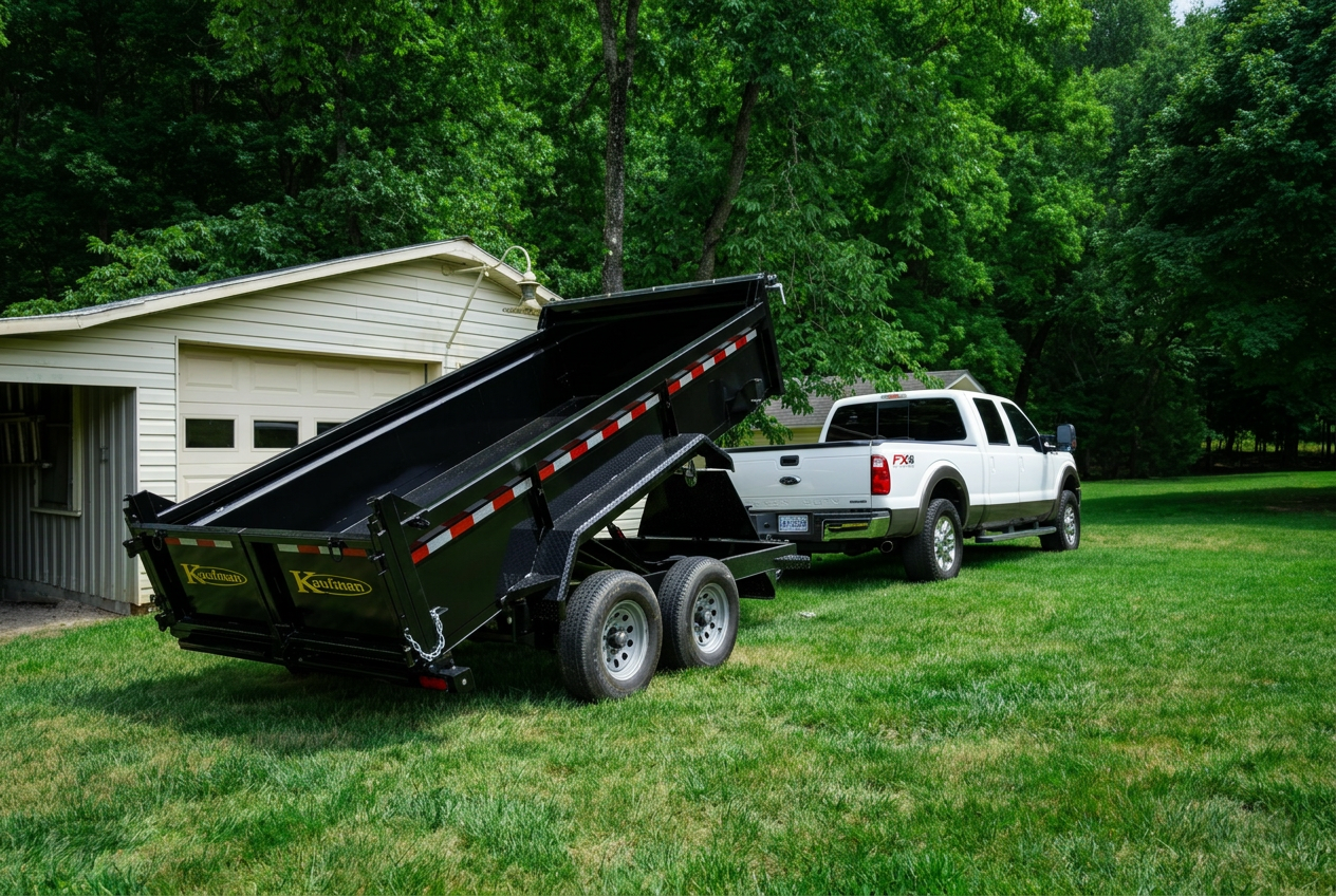 Steve's Premier Junk Removal truck and dump trailer